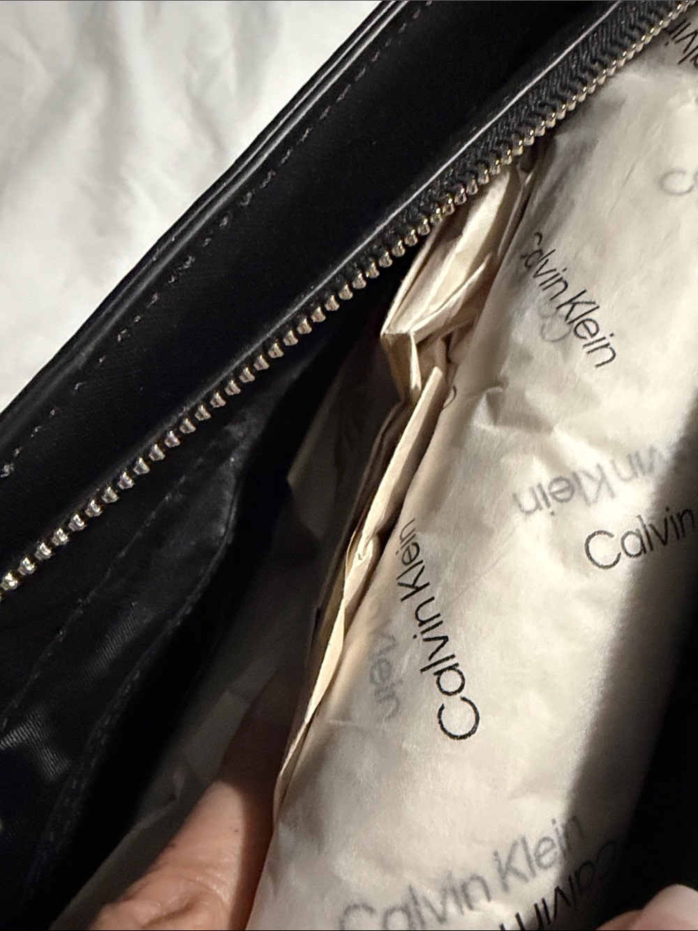 Calvin Klein Black Tote with Silver Chain Handles - Picture 8 of 16